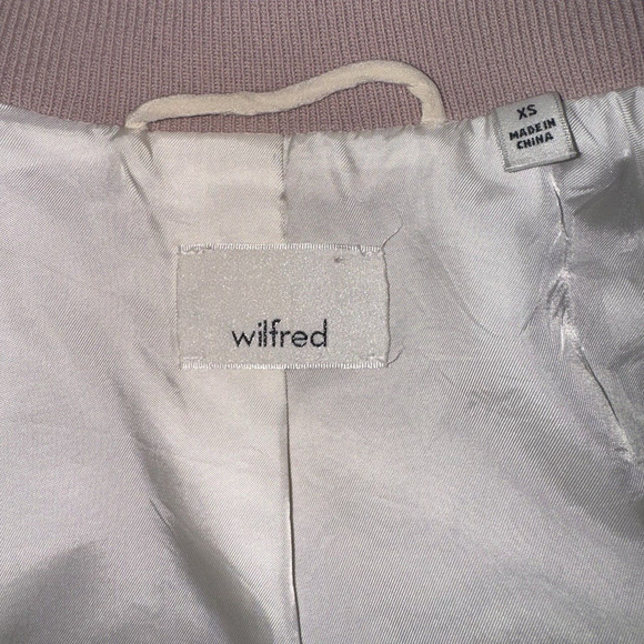 ARITZIA Wilfred Women’s XS Poussin Snap Bomber Jacket Embroidered Birds Blush - Picture 9 of 12